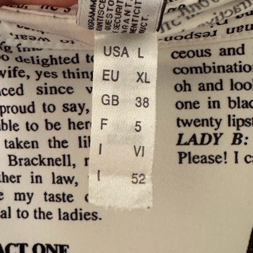 John Galliano Black and White Text Print Top - Picture 4 of 6